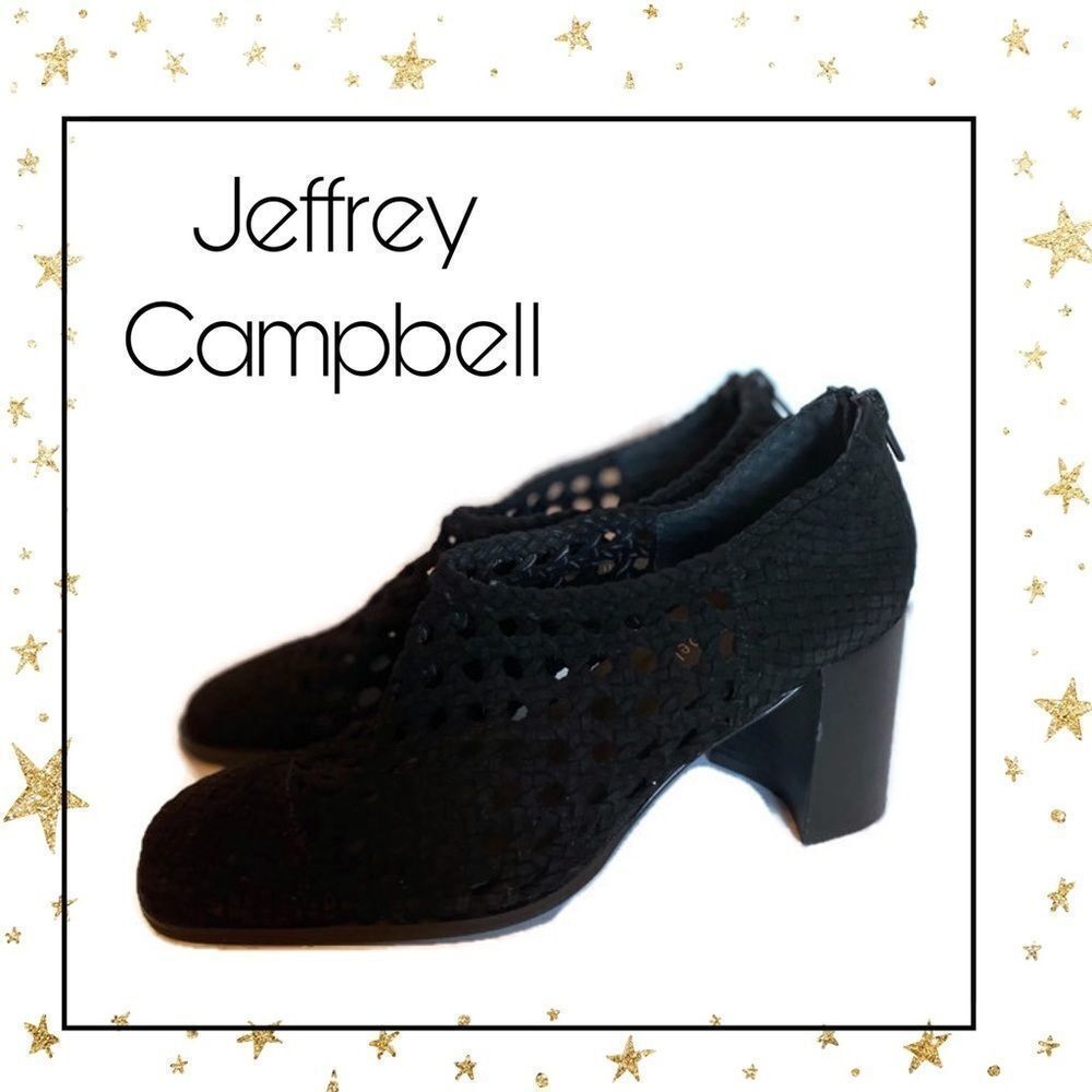Jeffrey Campbell Black Woven Zipper Booties 8.5